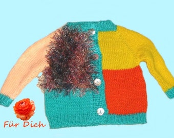 Strickjacke bunt Gr. 62/68- Handgestrickte Babystrickjacke  außergewöhliche Babystrickjacke