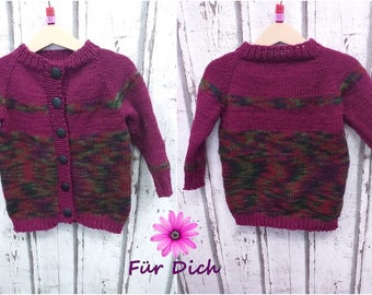 Kinderstrickjacke Gr. 92/98 handgestrickte Jacke Cardigan 1-3 Jahre Kindermode  Kuschelstrickjacke rote Kinderstrickjacke zweifarbige Jacke