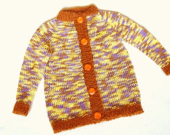 leichte Strickjacke Gr. 68 handgestrickte Babystrickjacke  farbige Babystrickjacke braune Babystrickjacke Puppenkleidung braune Köpfe