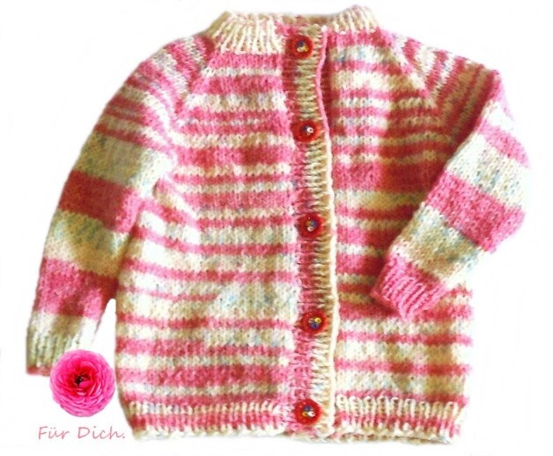 Baby-Strickjacke Gr.86 handgestrickte Jacke Cardigan Mädchenstrickjacke bis 18 Monate Bild 2