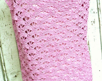 rosa Pullunder Größe M/L  gehäkelter Pullunder Damenbekleidung Übergangspullunder Baumwollpullunder Pullover einfarbiger Pullunder
