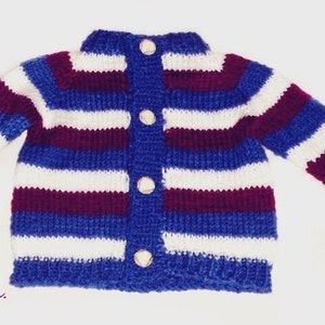 Strickjacke Gr. 68/74 handgestrickte Babystrickjacke mit Streifen Bild 1