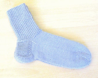 handgestrickte Socken Gr. 35/36 Kuschel Socken Freizeitsocken Kindersocken hellblau