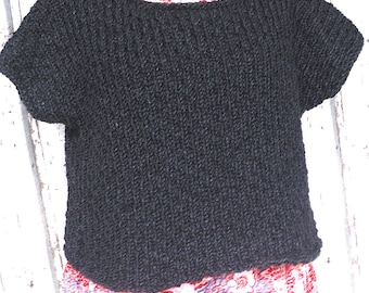 Kurzpullunder Gr. 42/44  handgestrickt  Musterpulli Pullover einfarbiger Pullover dunkelblauer Pullunder warmer Pullunder Wollpullunder