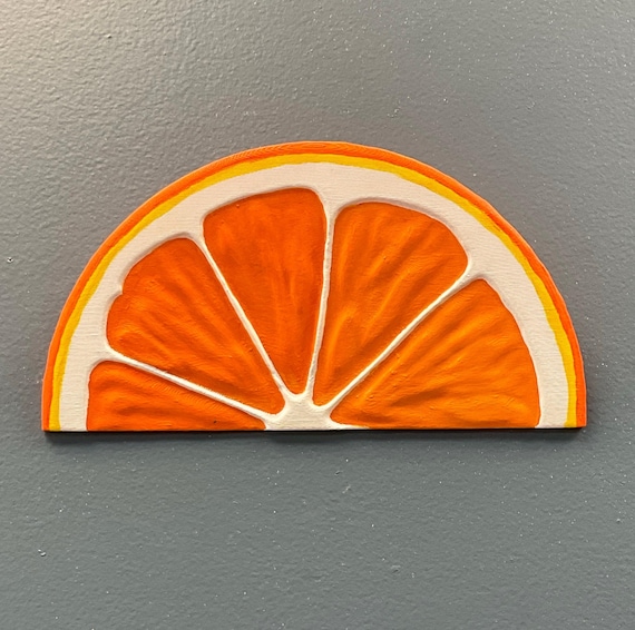Jumbo Orange Wedge 3d Wall Decor | Bright Retro Kitchen Pop Art