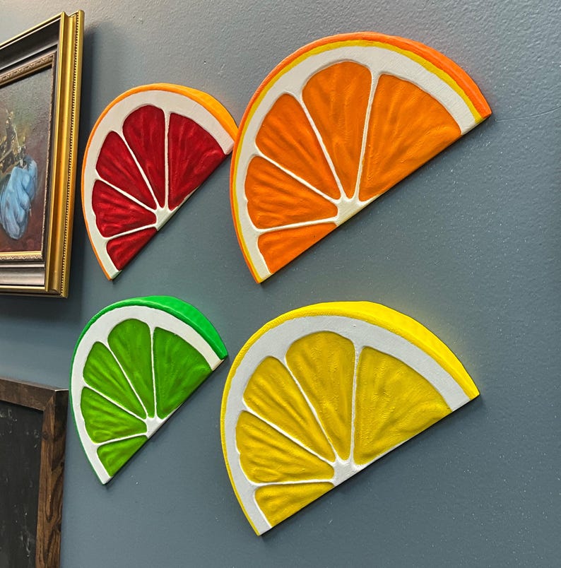 Jumbo Orange Wedge 3d Wall Decor | Bright Retro Kitchen Pop Art image 6