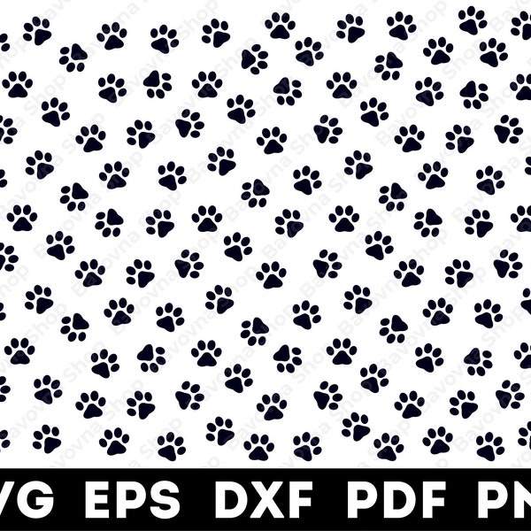 Paw Pattern Svg, Dog Paw Background, Cat Paw Svg, Pet Paw svg, Silhouette or Cricut, PAW Print SVG Cut Files, Printable Pattern PNG,