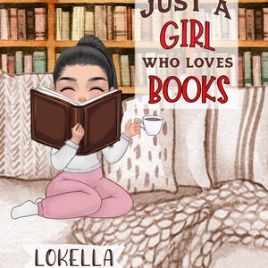 Just A Girl Who Loves Books Personalized Name Book Sleeve. Pick Your Hair Color, Style... Unique Pouch.