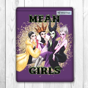 Funda acolchada para libros de Mean Girls Villains con forro. Estuche para libros de Villainous Ladies.