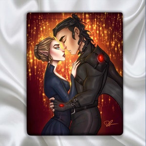 Nesta and Cassian Fan Art Illustration Book Sleeve. A Court of Silver Flames, ACOSF Book Bubbie.