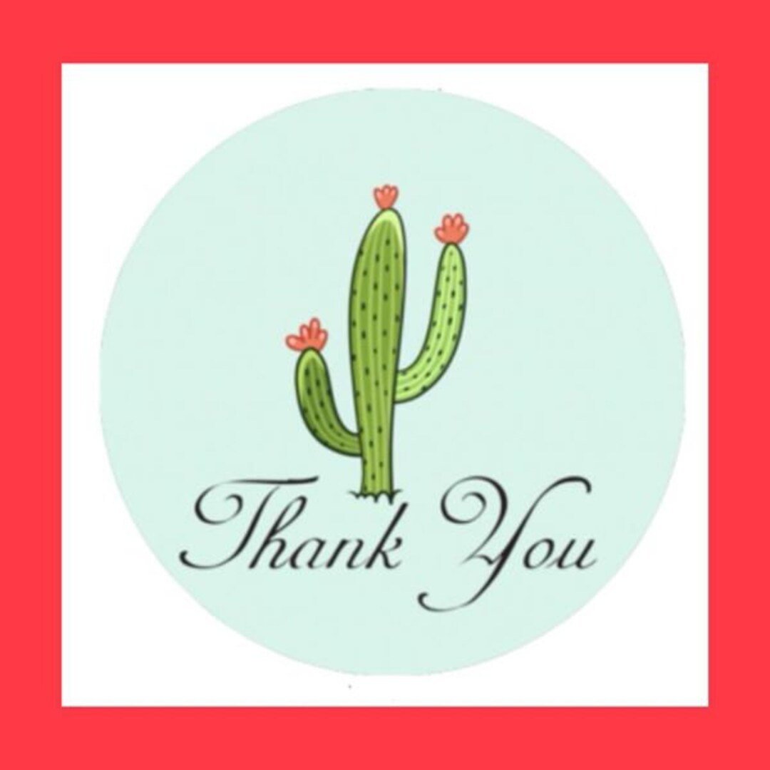 Cactus Thank You 2.5 Round Stickers 20 Stickers per Etsy