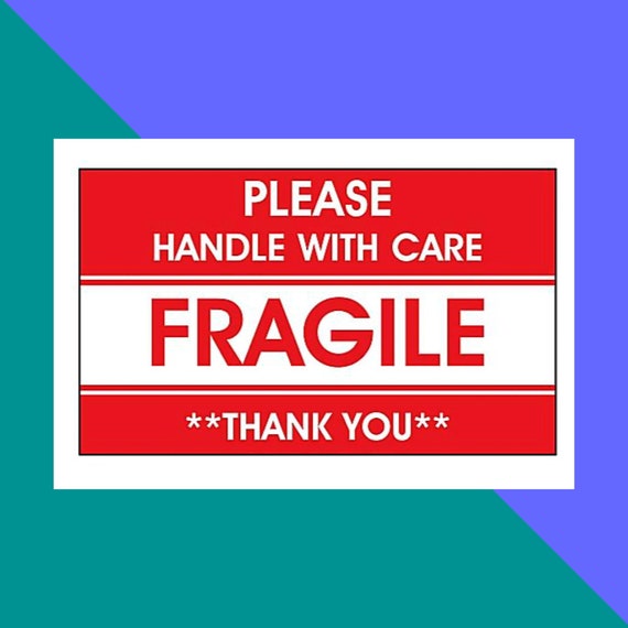 Red And White Please Handle With Care Fragile Thank You 2x3 Etsy