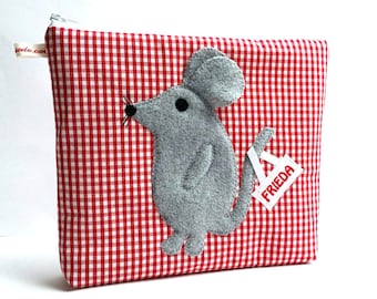 Kulturbeutel mit Namen Waschbeutel Windeltasche Maus für Kinder Mädchen Jungen Baby personalisiert