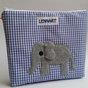 Kulturbeutel  mit Namen Waschbeutel Windeltasche Elefant für Kinder Mädchen Jungen Baby personalisierbar