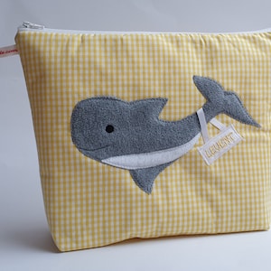 XL- Kulturbeutel Windeltasche Wal mit eigenem Namen personalisiert Babies Mädchen Jungen