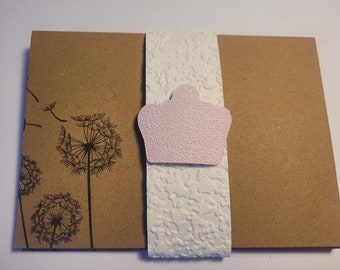 6 Kraftpapier - Briefumschläge mit Pusteblumen bestempelt :)