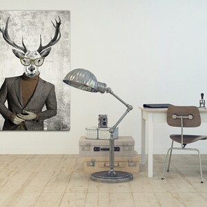 Deer print on canvas DEER VINTAGE 70X100cm image 1