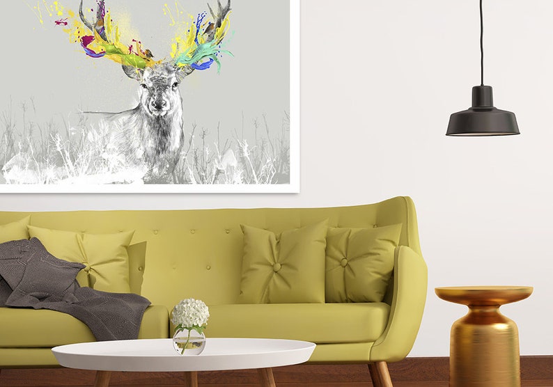 Deer wall decor 120x80 cm JELEŃ EKSPLOZJA BARW 02209 zdjęcie 2