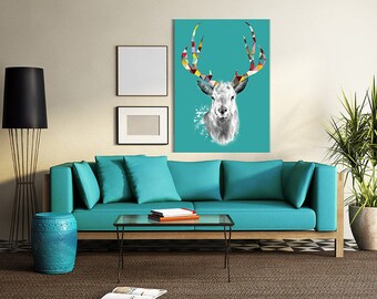 Deer canvas art + Skandynawski + 70X100Cm 0279