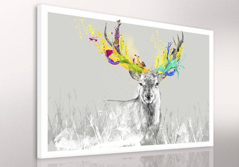 Decorazione della parete dei cervi 120x80 cm DEER EXPLOSION COLORS 02209 immagine 3