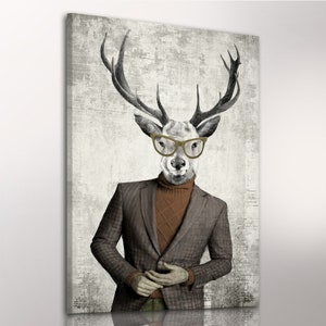 Deer print on canvas DEER VINTAGE 70X100cm image 4