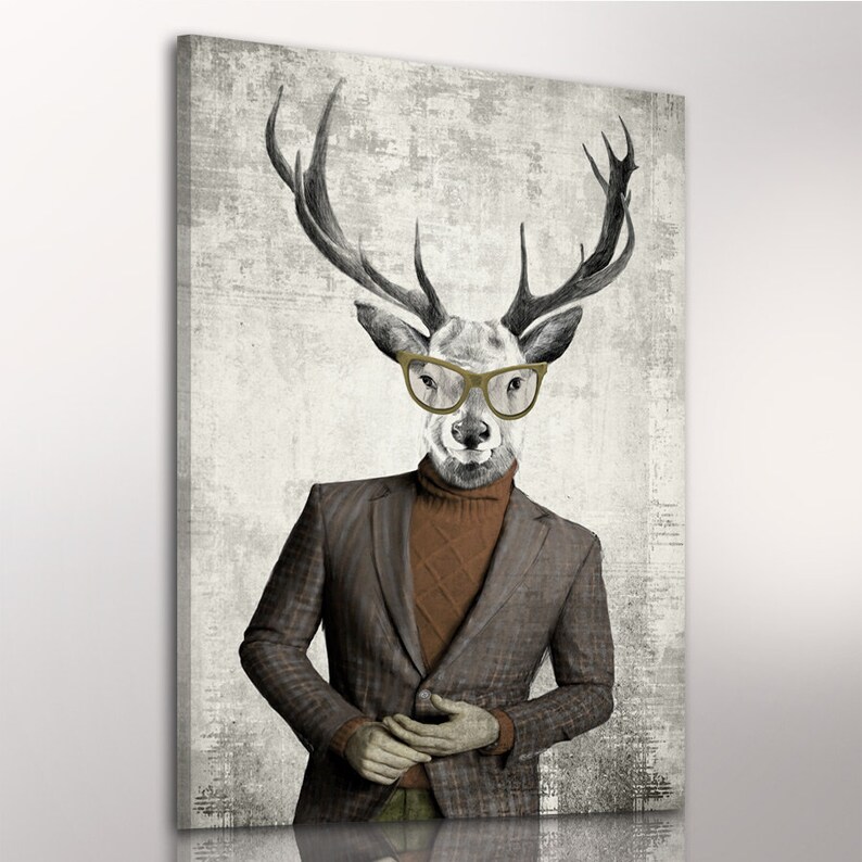 Deer print on canvas DEER VINTAGE 70X100cm zdjęcie 4