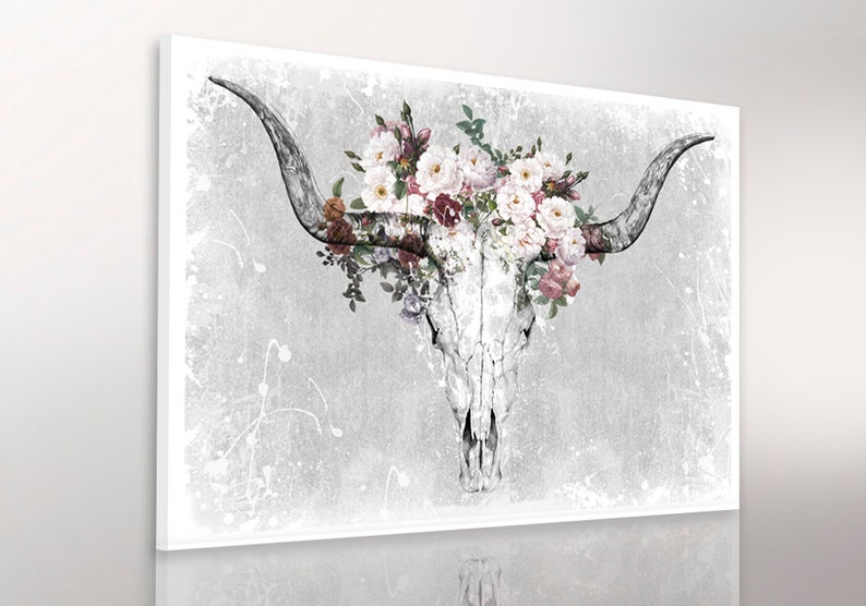 Painting on canvas 120x80 cm ANTLERS BUFFALO 02214 image 3