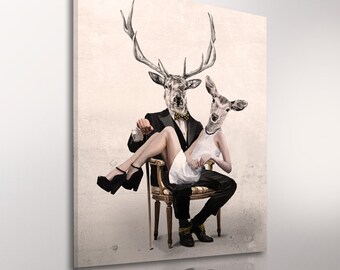 Deer print on canvas - Love - 60X80 02102