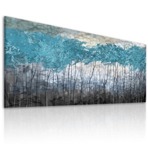 Canvasprint with trees, blue trees, abstract landscape, large format,canvasprint to the bedroom,wall graphics, picture for the living room image 3