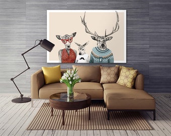 Deer print on canvas DEER DEER -120X80 cm