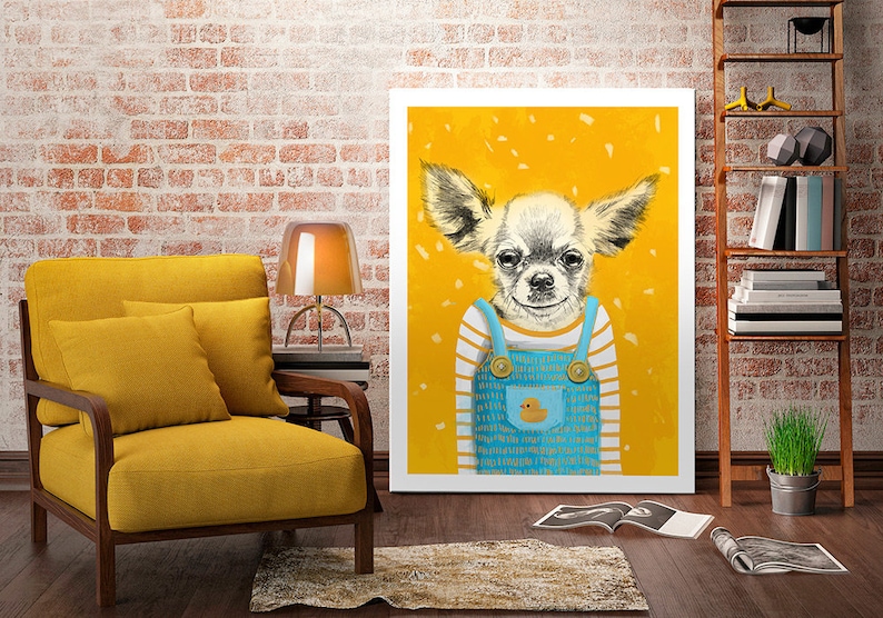 Cani tela d'arte murale 60x80 cm Chihuahua 02175 immagine 2