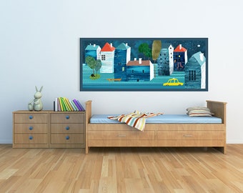 Malerei auf Leinwand 150X60Cm Cottages 065