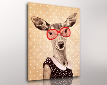 Malerei auf Leinwand + Hipster Doe+ 30x40 cm