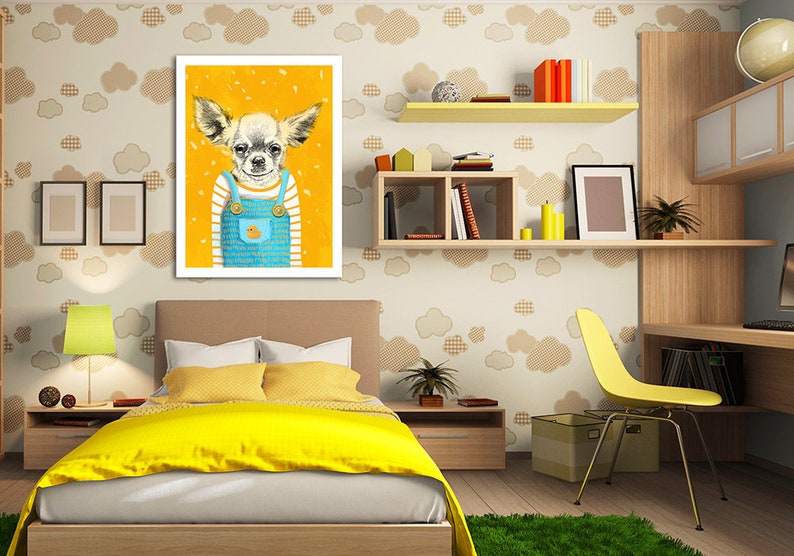 Cani tela d'arte murale 60x80 cm Chihuahua 02175 immagine 3