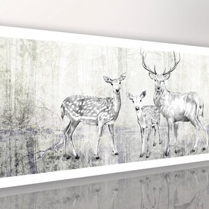Deer print on canvas 150x60cm JELENIE W NATURZE zdjęcie 3