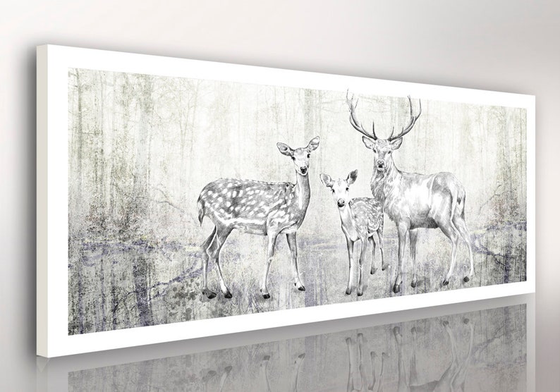 Deer print on canvas 150x60cm JELENIE W NATURZE zdjęcie 3