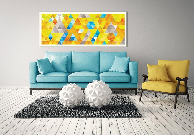 Painting on canvas 150X60cm ABSTRACT TRIANGLES 02107 image 2
