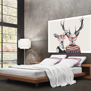 Deer print on canvas 120x80 cm LOVE DEER 02-61 image 2