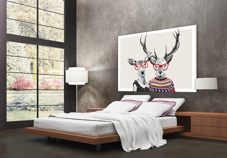 Deer print on canvas 120x80 cm LOVE DEER 02-61 image 2