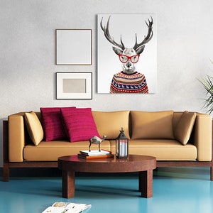 Herten print op canvas HIPSTER HERTEN 60x80cm 0232 afbeelding 3