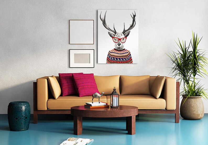 Deer print on canvas HIPSTER DEER 60x80cm 0232 image 3