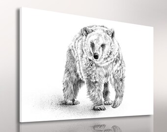 Bear print on canvas,Grizzly bear on canvas,Bear canvas art,Polar bear on canvas,Bear wall decor,Print decor on canvas,