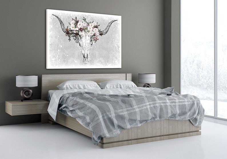 Painting on canvas 120x80 cm ANTLERS BUFFALO 02214 image 2