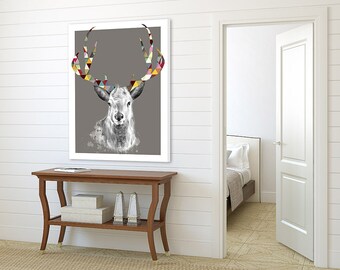 Deer print on canvas - 80x100cm- Scandinavian 02119