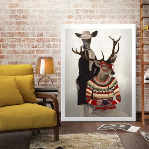 Deer print on canvas Love 80X100 02129 image 1