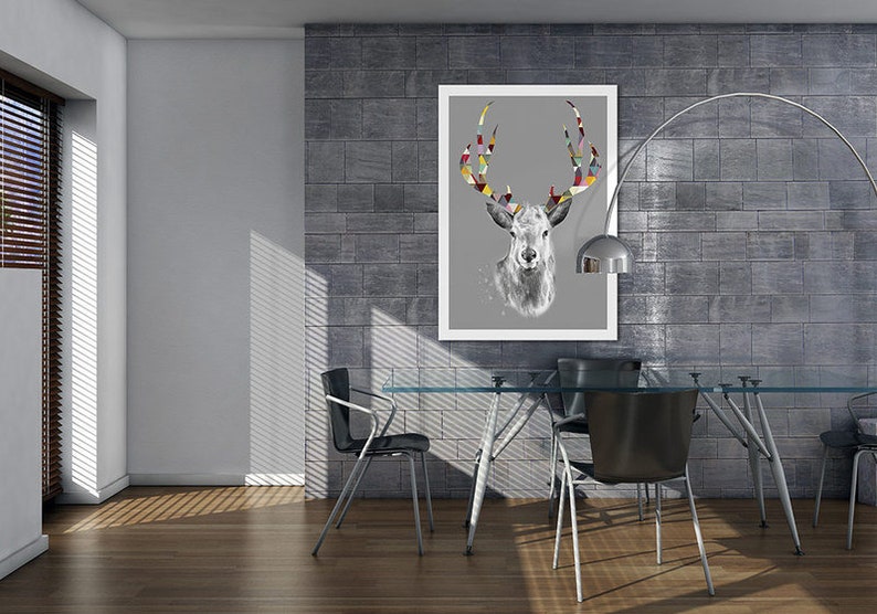 Deer print on canvas SCANDINAVIAN 70x100cm image 2