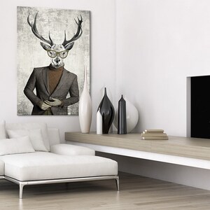 Deer print on canvas DEER VINTAGE 70X100cm image 3