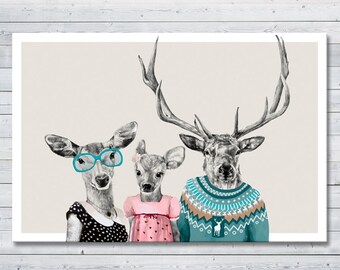 Deer wall decor 120x80 cm - FAMILY 2+1:)
