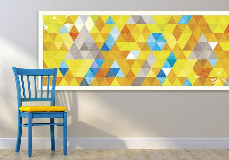 Painting on canvas 150X60cm ABSTRACT TRIANGLES 02107 image 1