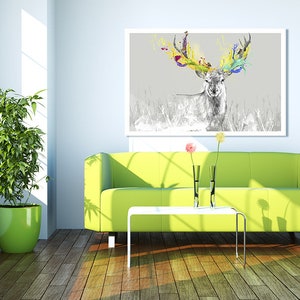 Deer wall decor 120x80 cm JELEŃ EKSPLOZJA BARW 02209 zdjęcie 1